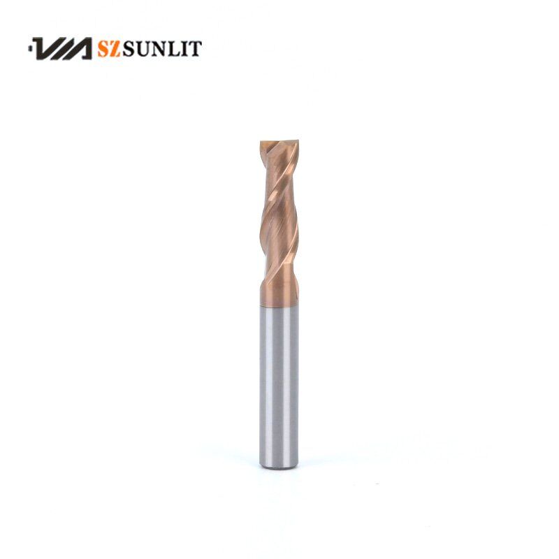 HRC55 Carbide End Mills 2 Flute with bronze coating