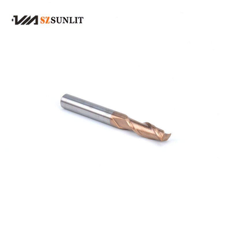 HRC55 Carbide End Mills 2 Flute with bronze coating - Image 2